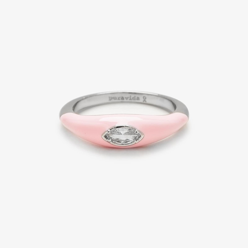 Boarding for Breast Cancer Marquise Enamel Ring