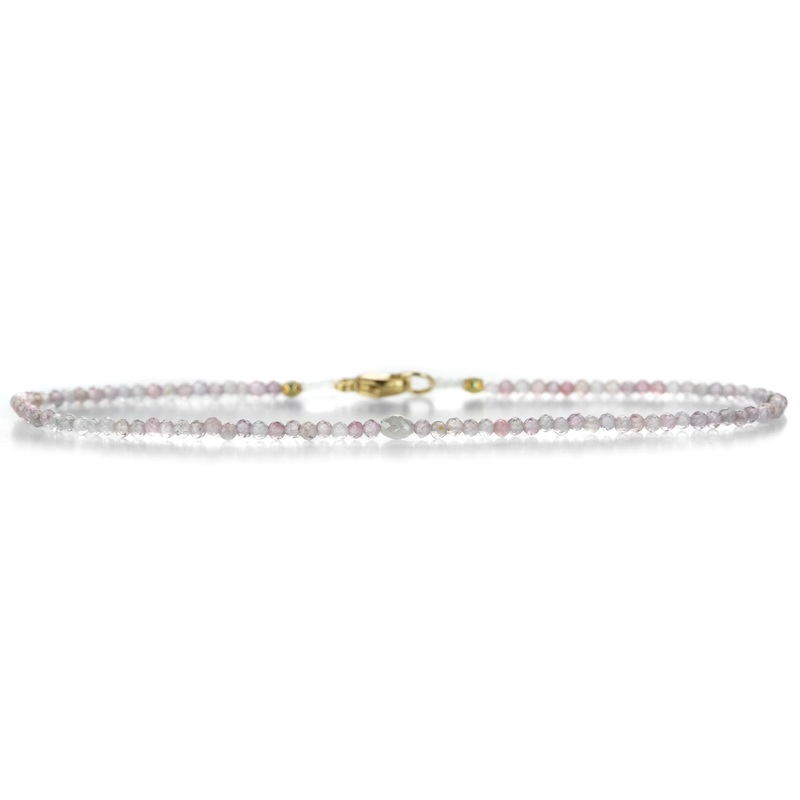 Pink Sapphire and Gray Diamond Beaded Bracelet