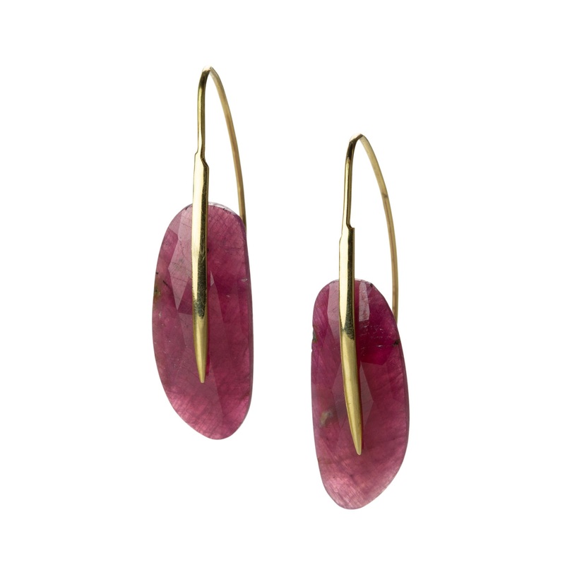 Ruby Feather Earrings