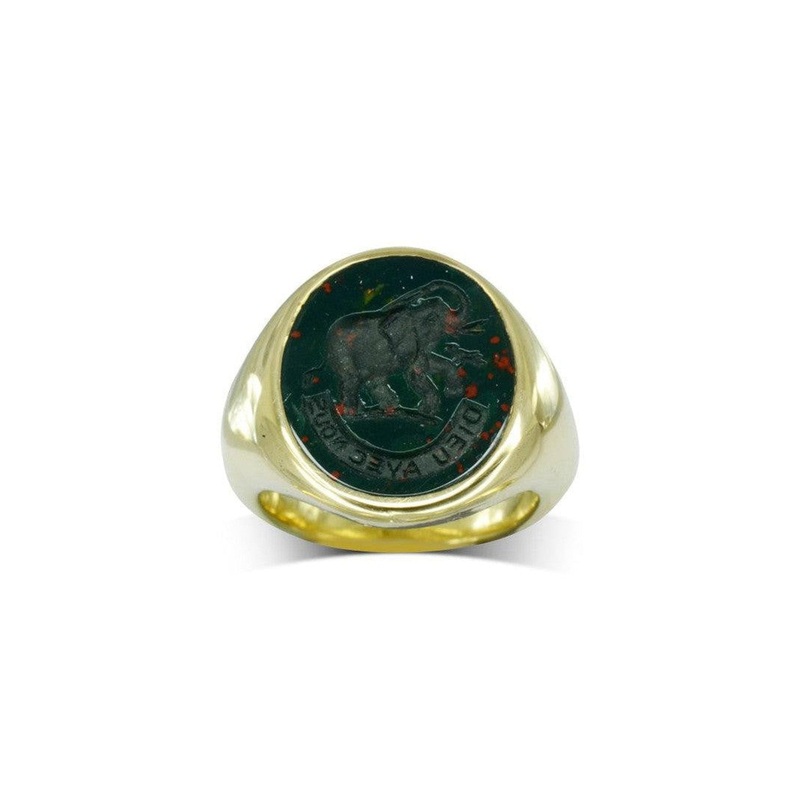 Seal Engraved Bloodstone Signet Ring