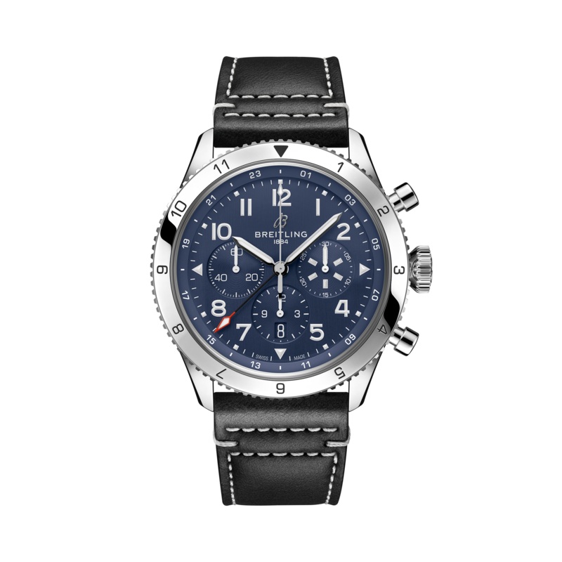 Super AVI B04 Chronograph GMT 46 Tribute to Vought F4U Corsair- Stainless Steel/Blue