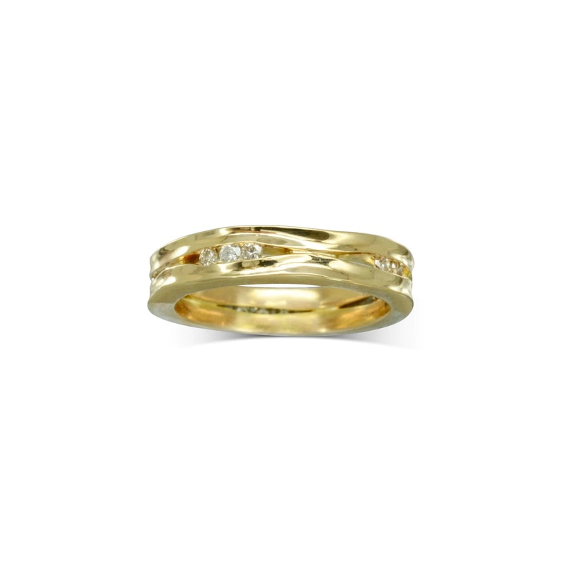 Trap Yellow Gold Diamond Ring (Narrow)