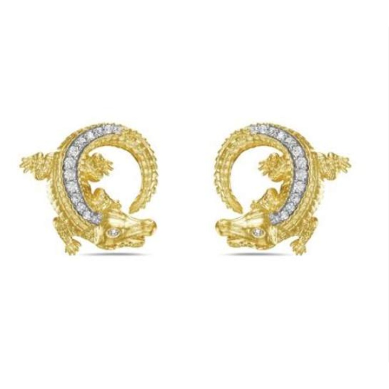 14K DIAMOND ALLIGATOR STUD EARRINGS