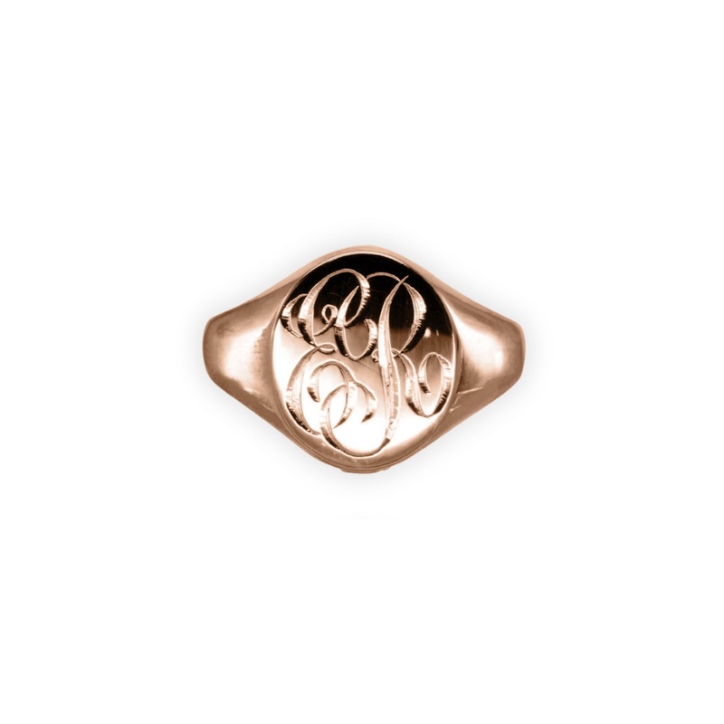 9ct Rose Gold Signet Ring with Script Initials