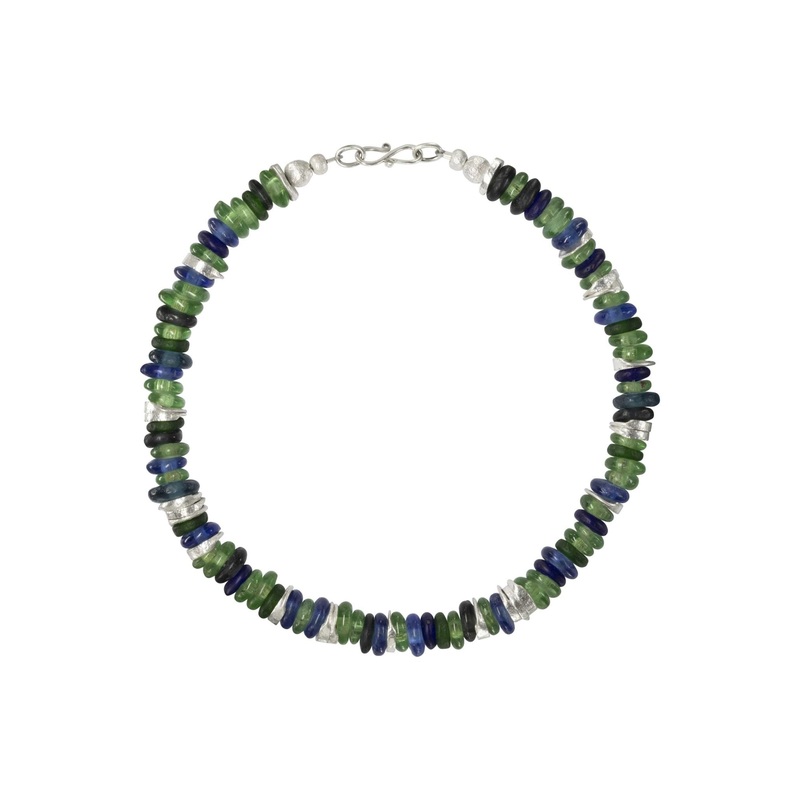 African Recycled Blue Glass Bead Necklace