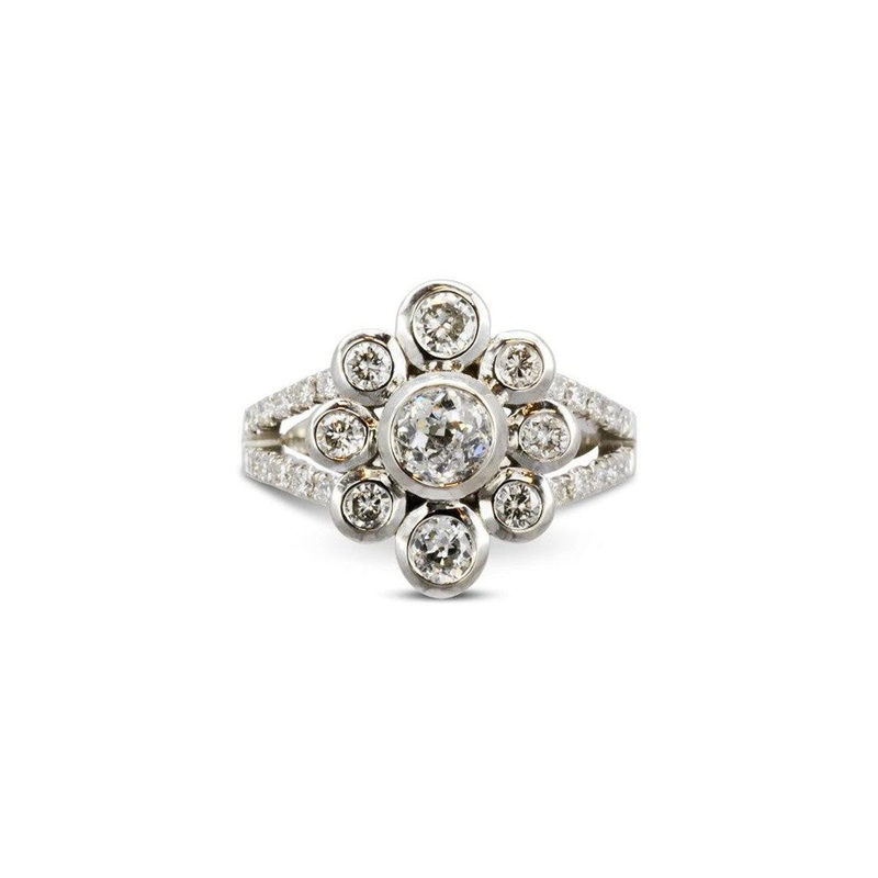 Bespoke Contemporary Diamond Cluster Ring