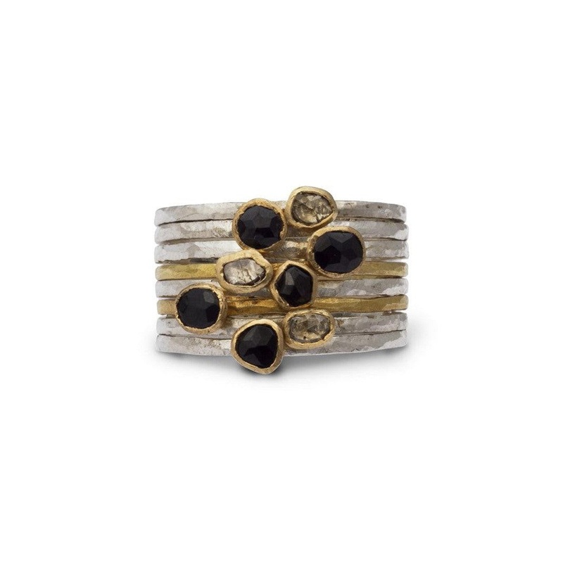 Black Spinel Stacking Rings Set