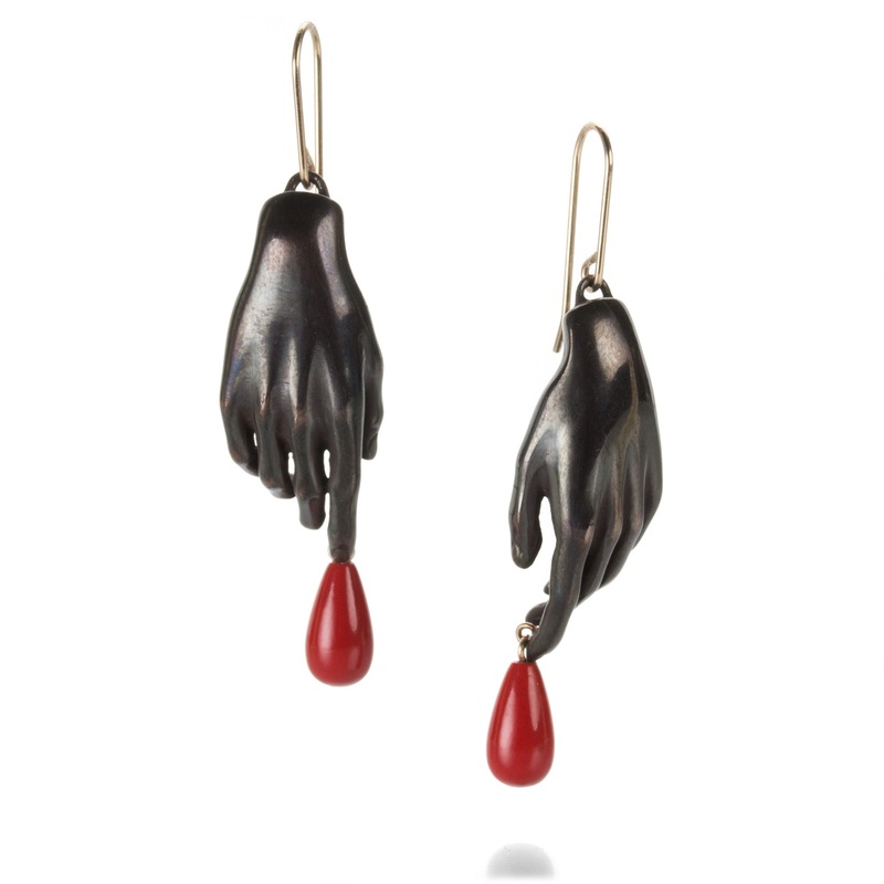 Bronze Hand Earrings with Drops