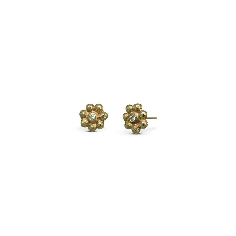 Nugget 9ct Gold Diamond Stud Earrings