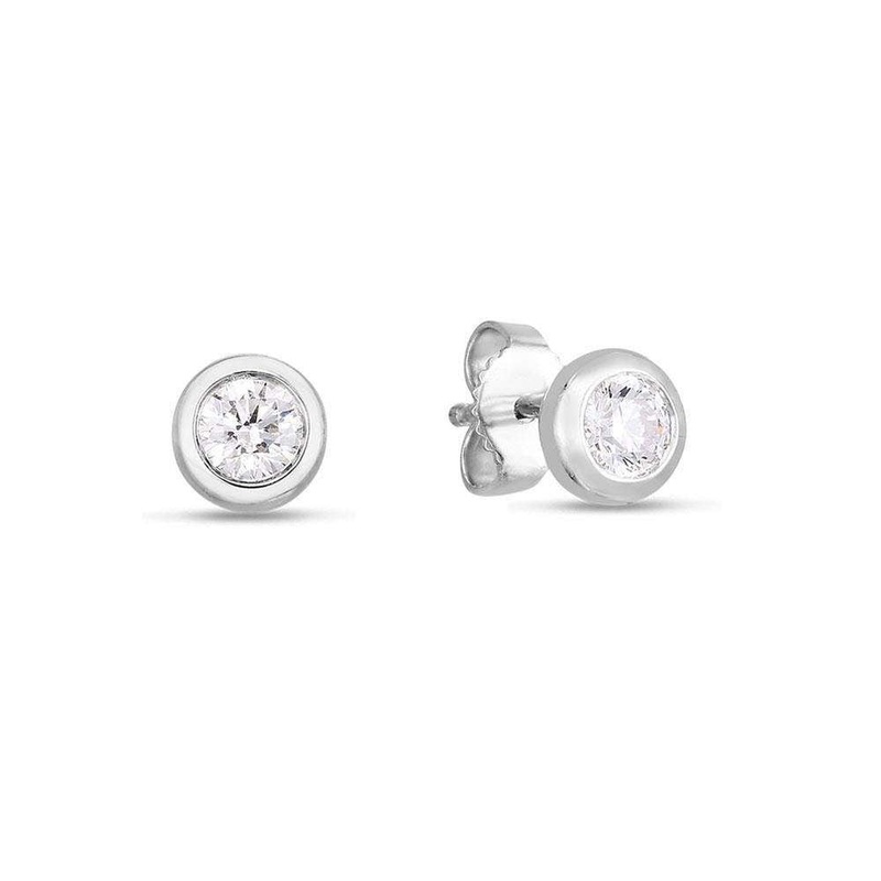 ROBERTO COIN CLASSIC BEZEL SET DIAMOND STUD EARRINGS