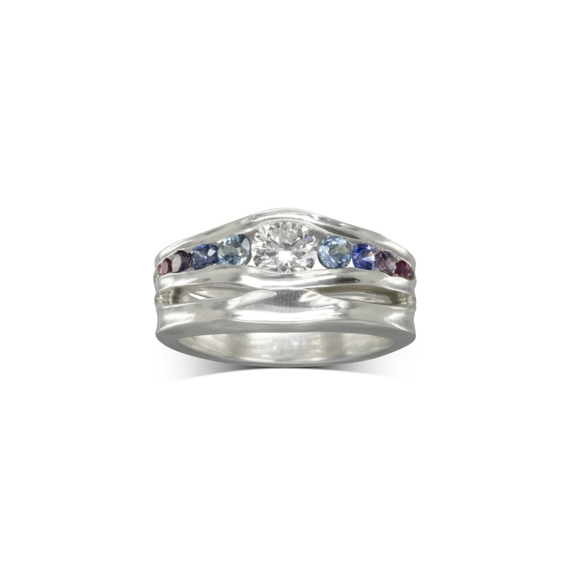 Trap White Gold Sapphire Wave Ring