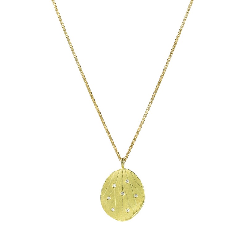 18k Jumbo Petal Necklace With Diamonds