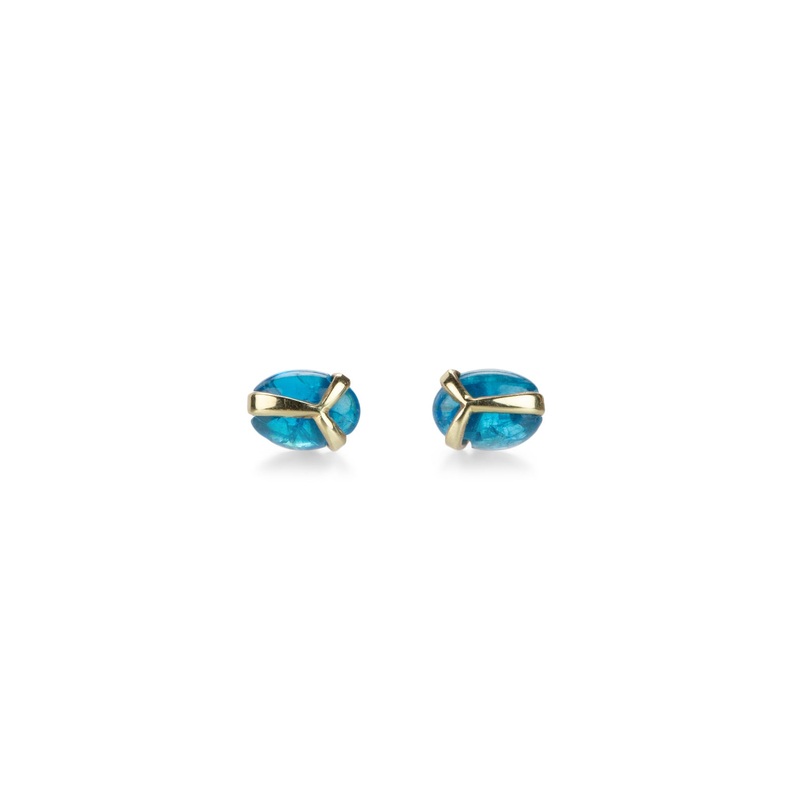 Apatite Lucky Scarab Stud Earrings
