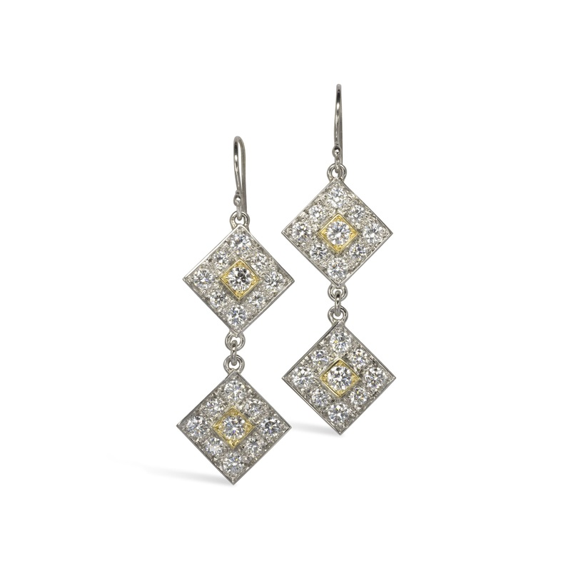 Cluster Diamond Drop Earrings