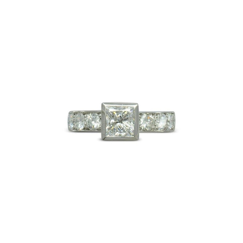 Frame Set Princess Cut Diamond Engagement Ring