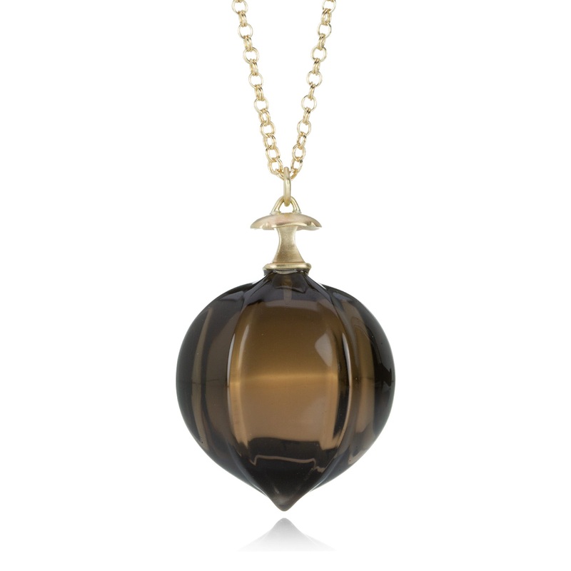Smoky Quartz Hickory Nut Pendant Necklace