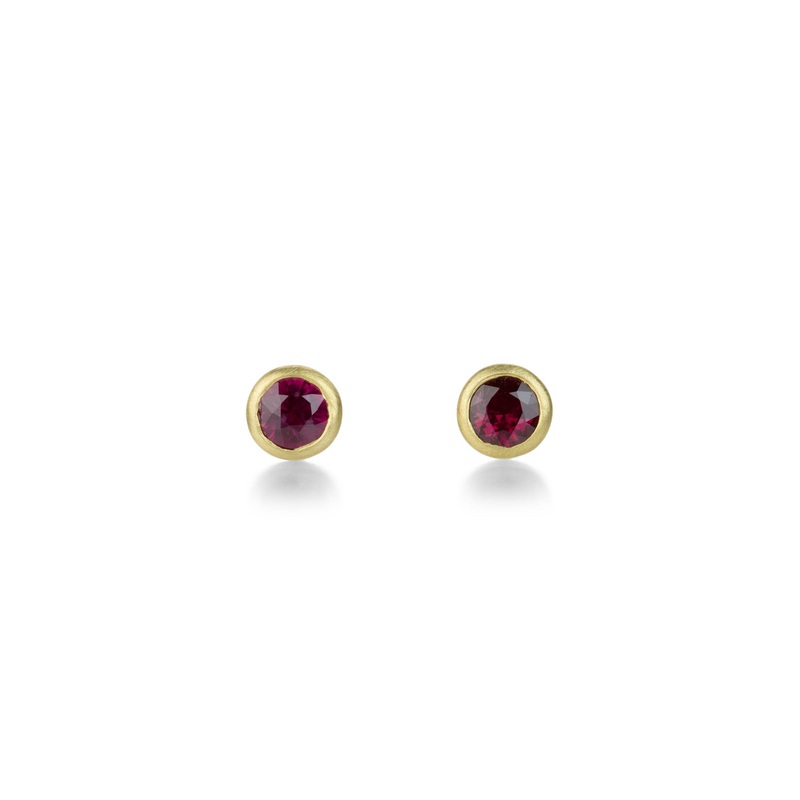 18k Teeny Ruby Studs