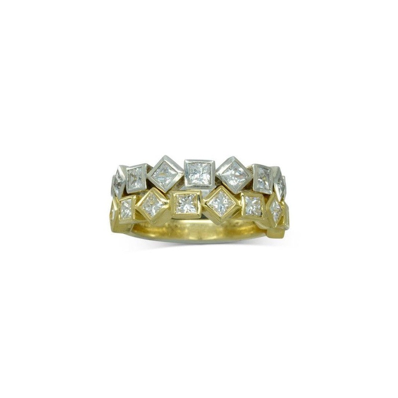 Alternating Princess Cut Diamond Eternity Rings