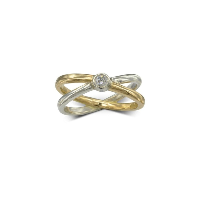 Bespoke Crossover Diamond and Gold Ring