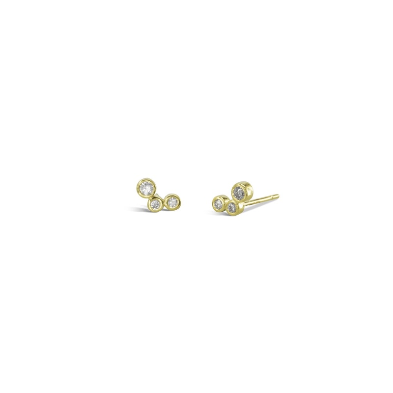 Bubbles Offset Diamond Stud Earrings