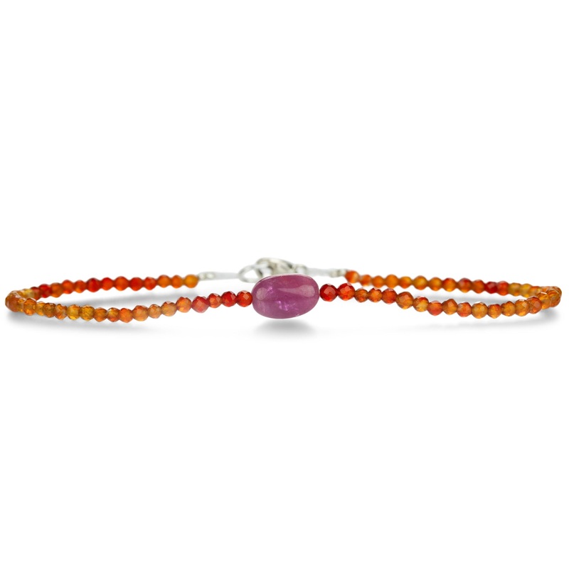 Faceted Carnelian and Ruby Bracelet