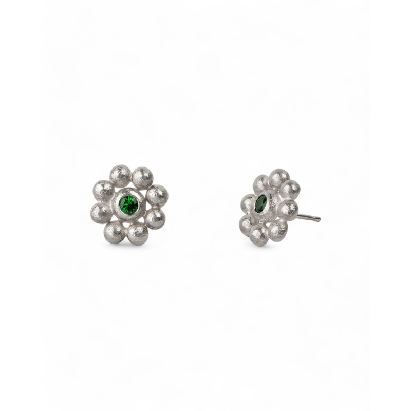 Flower Gemstone Stud Earrings