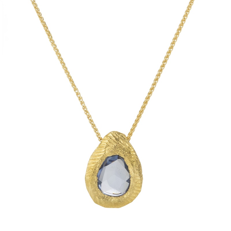 Freeform Blue Sapphire Pendant Necklace