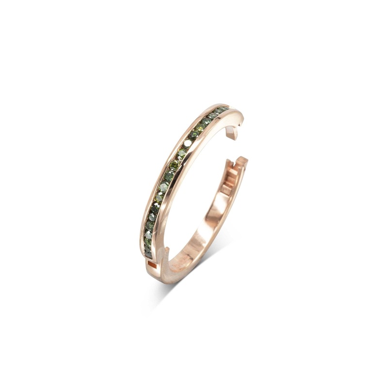 Green Diamond Rose Gold Hinged Eternity Ring