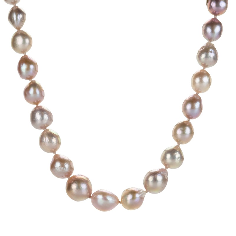 Round Pink Pearl Necklace