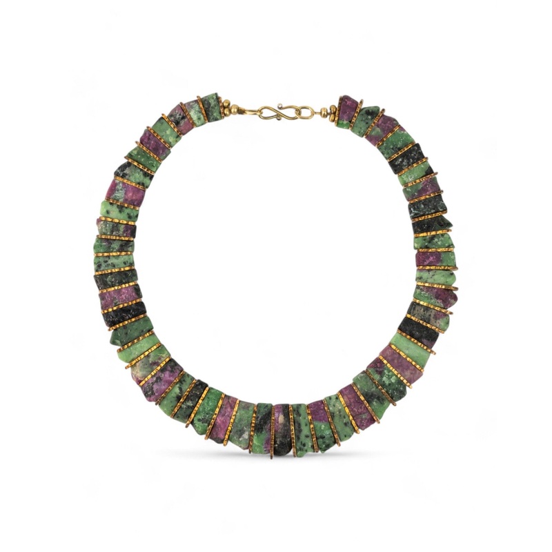 Ruby Zoisite Tab Necklace