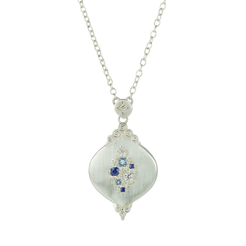 Sapphire and Aquamarine Raindrop Necklace