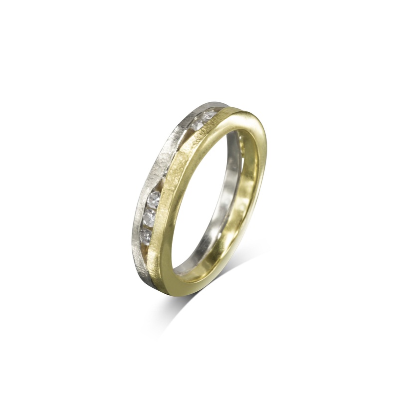 Trap Textured Two Colour Diamond Eternity Ring (4mm)