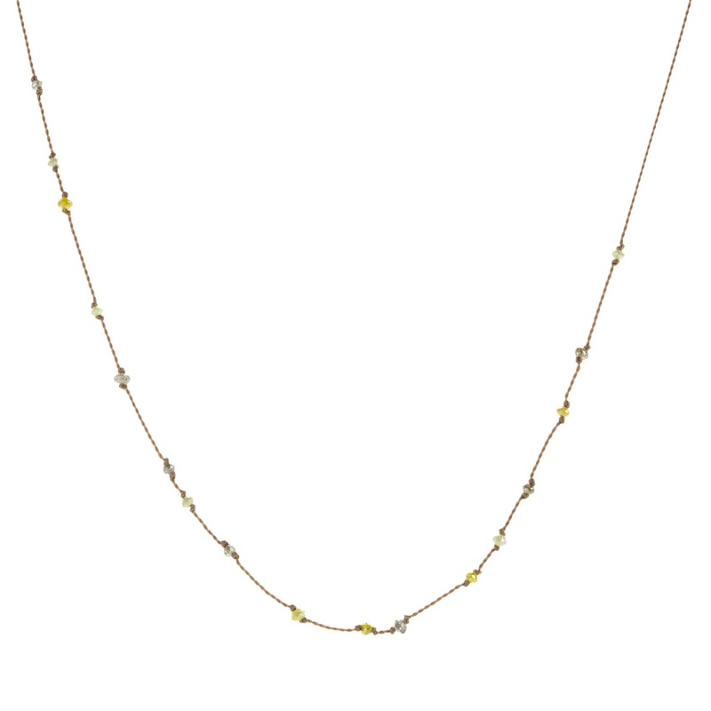 Yellow and Cognac Diamond Beaded Necklace