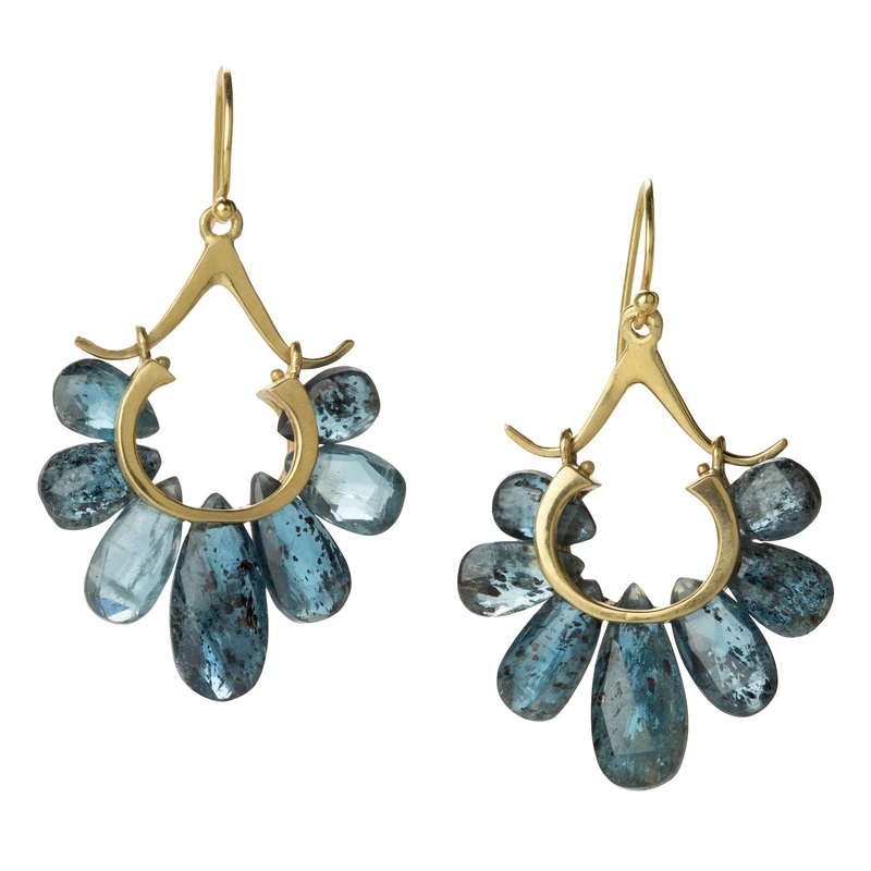 14k Peacock Earrings with Kyanite