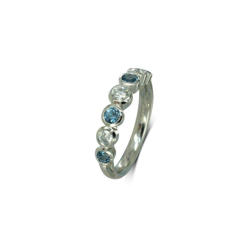 Aquamarine Diamond Platinum Eternity Ring