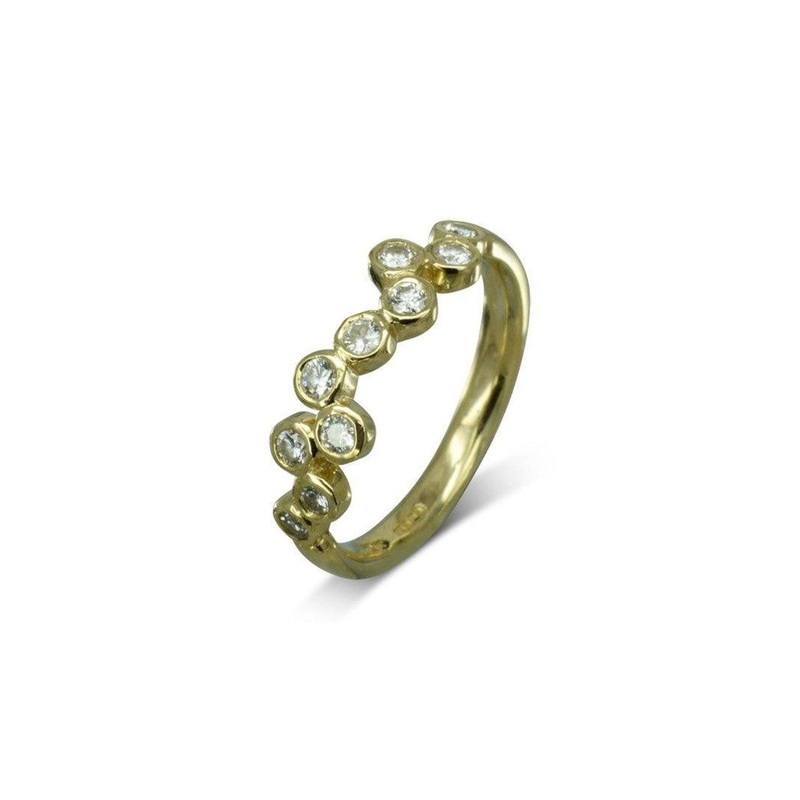 Bubbles Offset 9ct Yellow Gold Diamond Ring