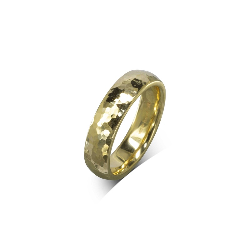 Hammered Gold Court Wedding Ring (2mm-8mm)