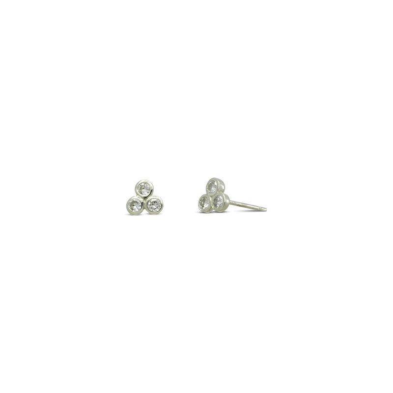 Trefoil 9ct White Gold Diamond Stud Earrings