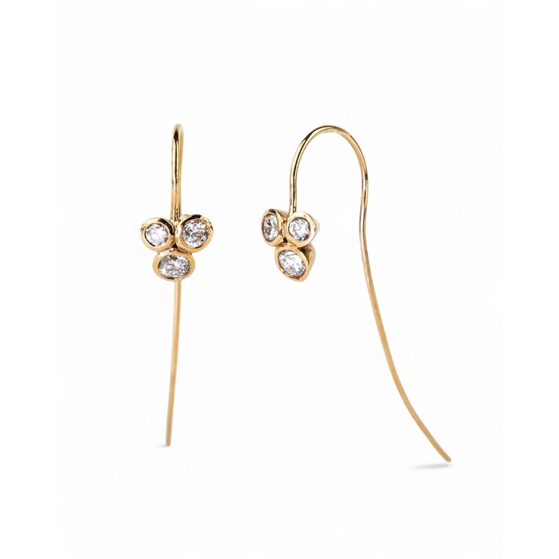 Trefoil Yellow Gold Diamond Earrings