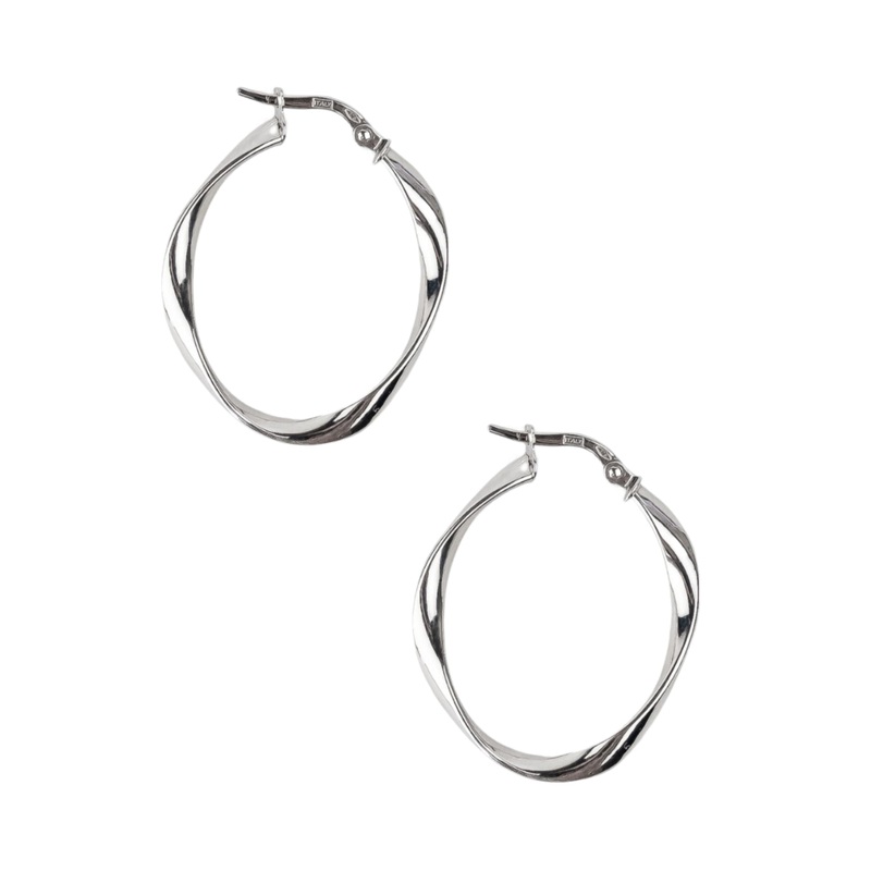 Uneven Twisted White Gold Gold Hoop Earrings