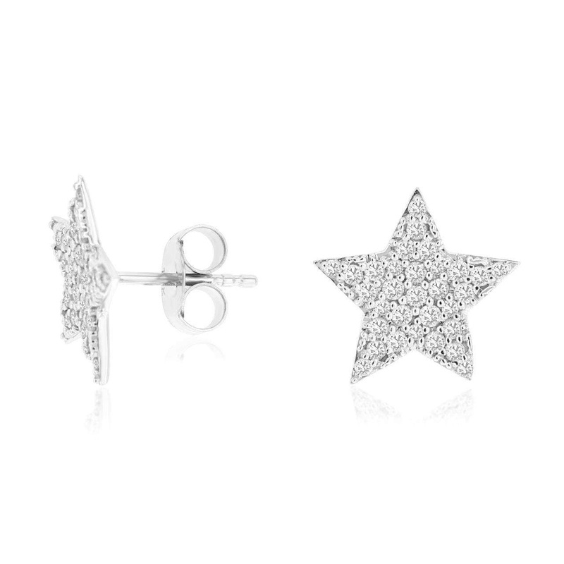 14K DIAMOND PAVE STAR STUDS/EARRINGS