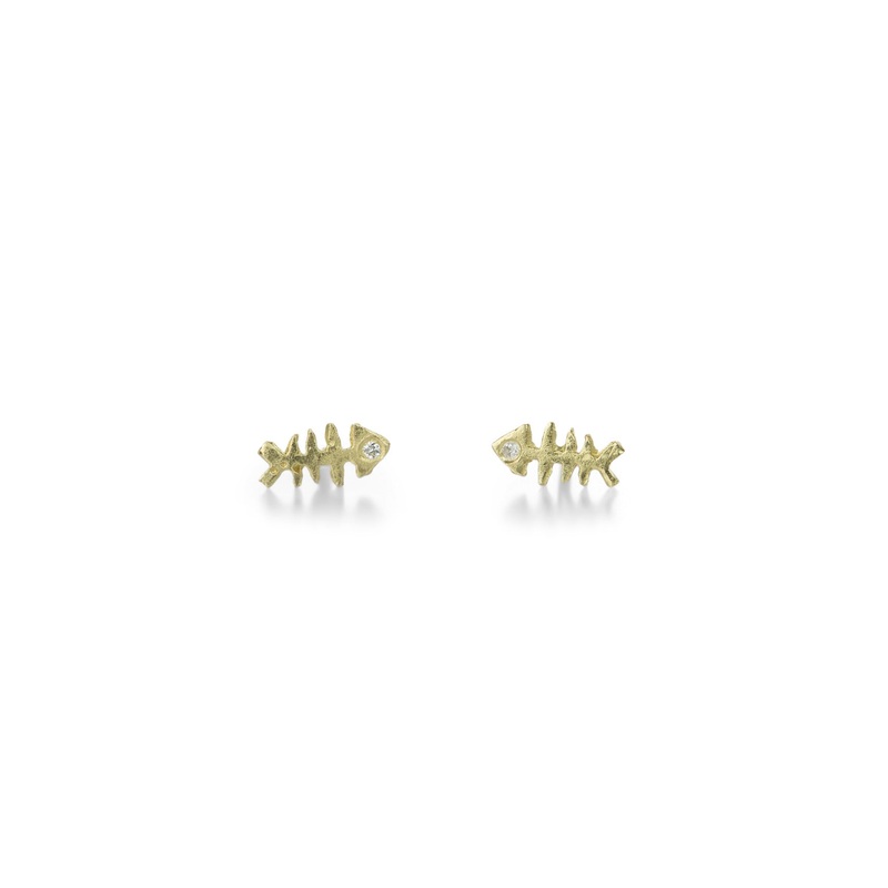 14k Fish Bone Studs