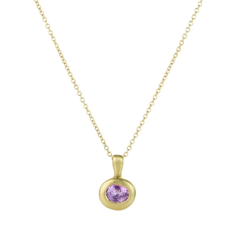 18k Pink Sapphire City Pendant Necklace