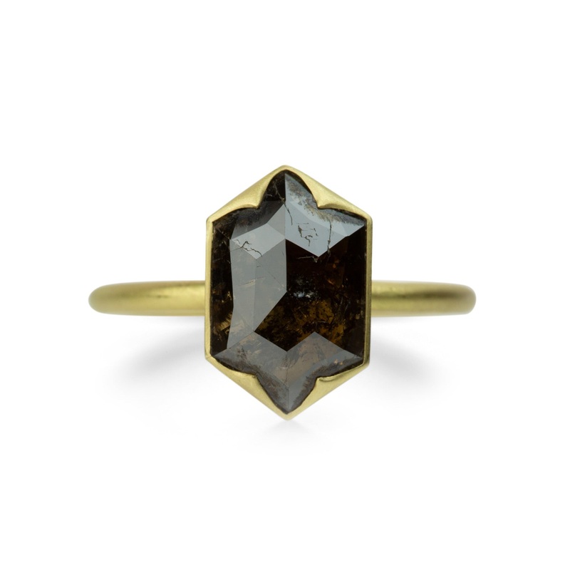 Hexagonal Brown Diamond Ring