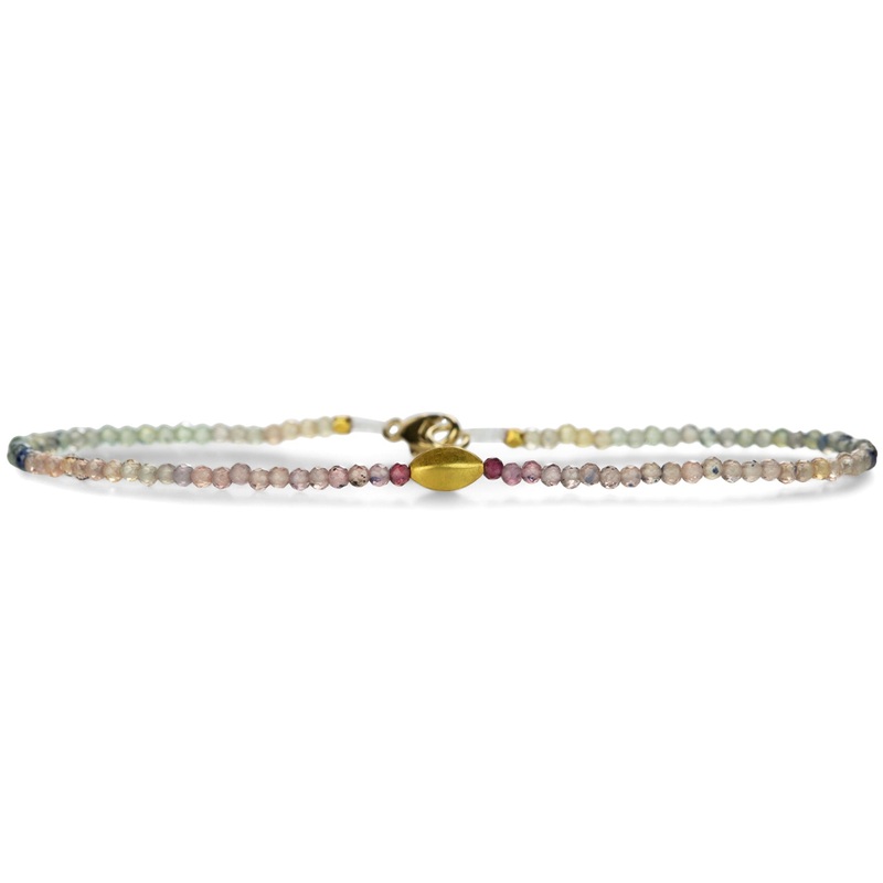 Multicolored Sapphire Bracelet with 18k Gold Bead