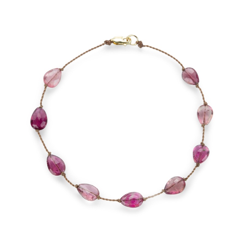 Pear Shaped Pink Tourmaline Beaded Bracelet