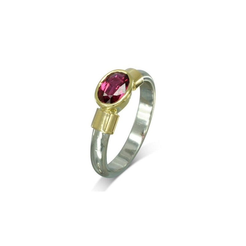 Shoulder Oval Ruby Solitaire Ring