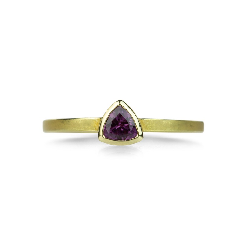 Trillion Cut Purple Garnet Ring