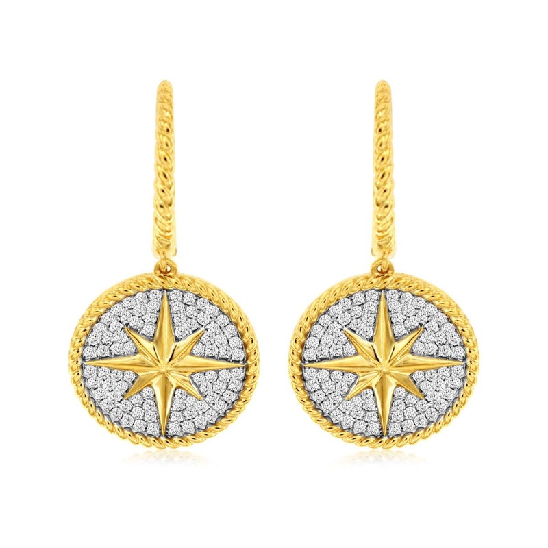 14K DIAMOND NAUTICAL STAR EARRINGS