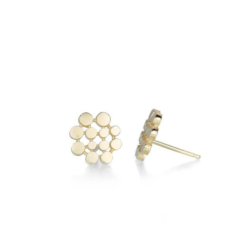 14k Gold Dotted Stud Earrings